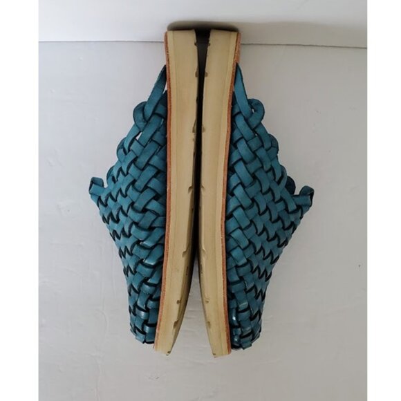 Huarache Mules by Brand X Huaraches Blue Handwoven Leather Size 6 Shoes Sandals - Picture 6 of 12